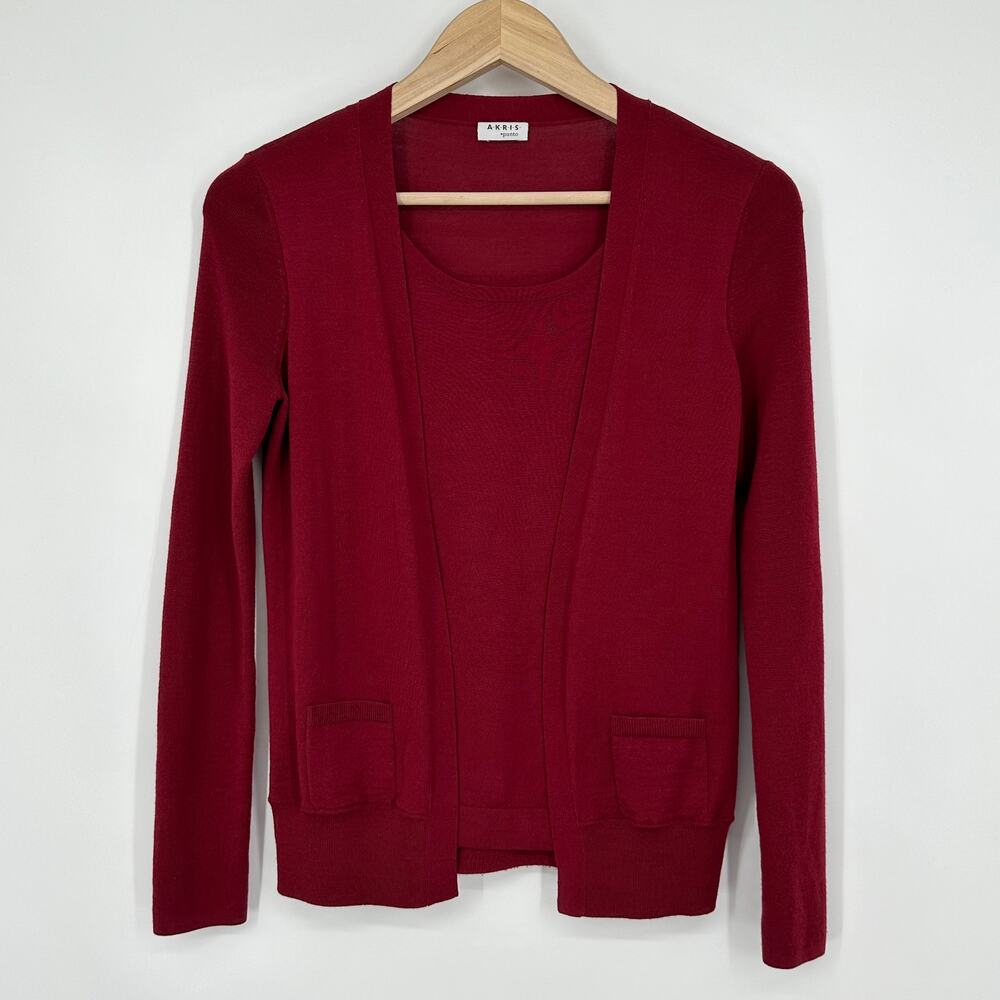 Akris Punto Burgundy Scoop Neck Sweater Set